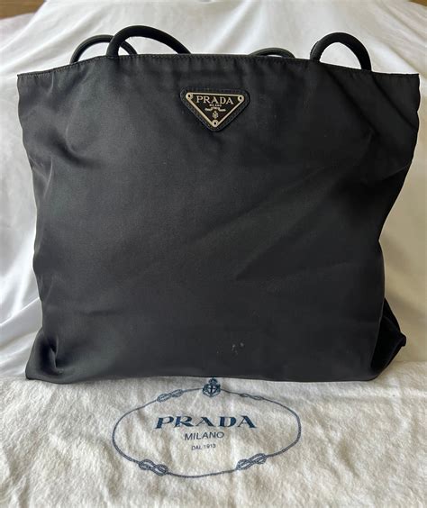 prada black leather classic large tote bag|prada nylon tote bag small.